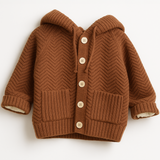 Casaco Infantil Tricot com Capuz e Botões